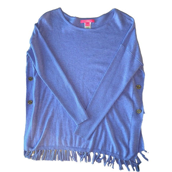 Lilly Pulitzer Sweater Womens Size Small Blue Fringe Cozy Long Sleeve Pullover - Picture 5 of 11